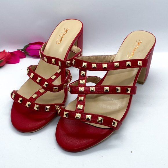 XYD Open Toe High Chunky Heel Slide Mule Sandals - Picture 3 of 7